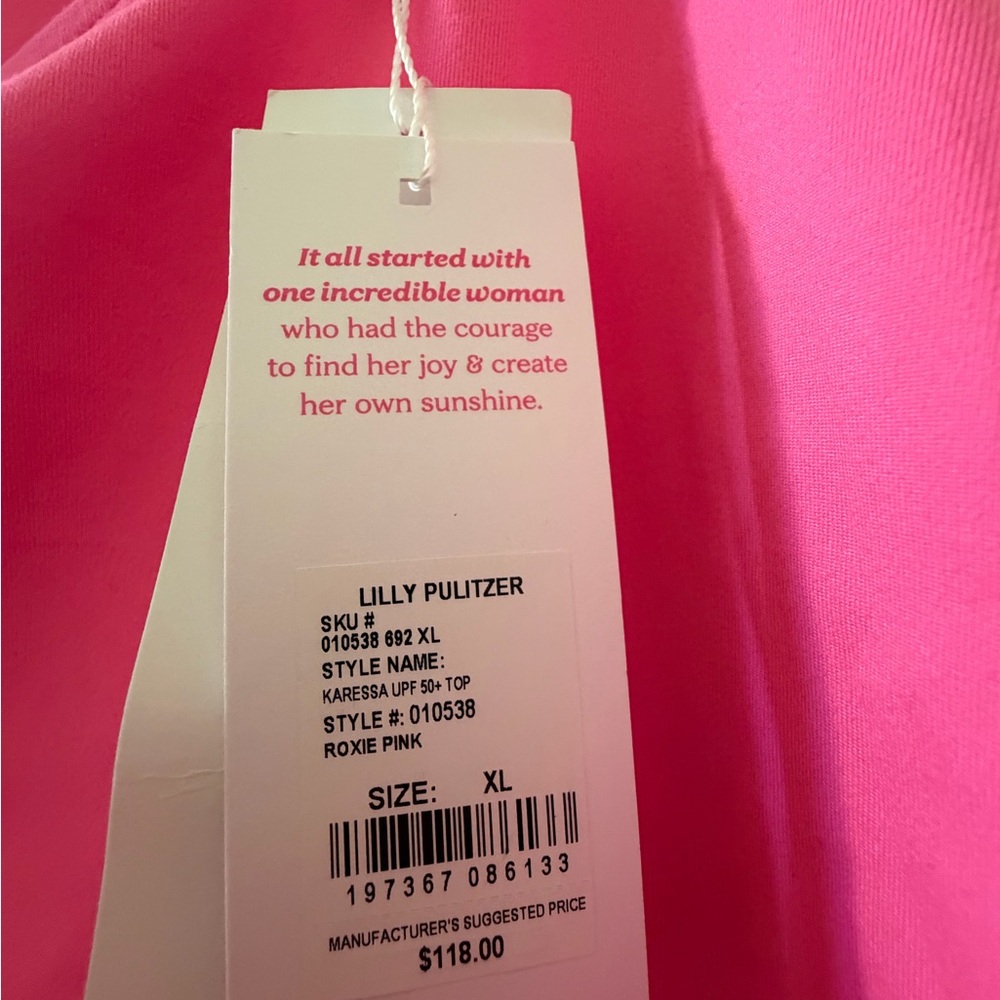 Lilly Pulitzer Vibrant Pink Long Sleeve Scoop Neck Top - Picture 2 of 3
